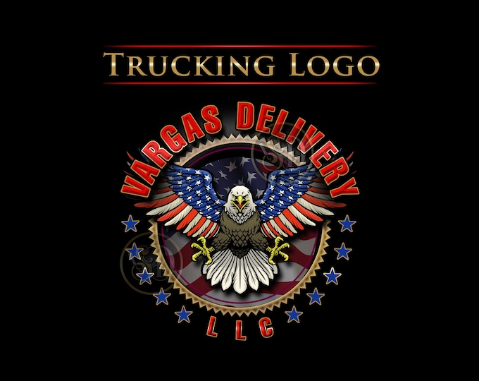 Trucking Logo, Patriotic Logo, Delivery Logo, Logistics Logo, Dispatching Logo, 3D Trucking Logo, Semi Logo, Truck Door Logo, Transport Logo