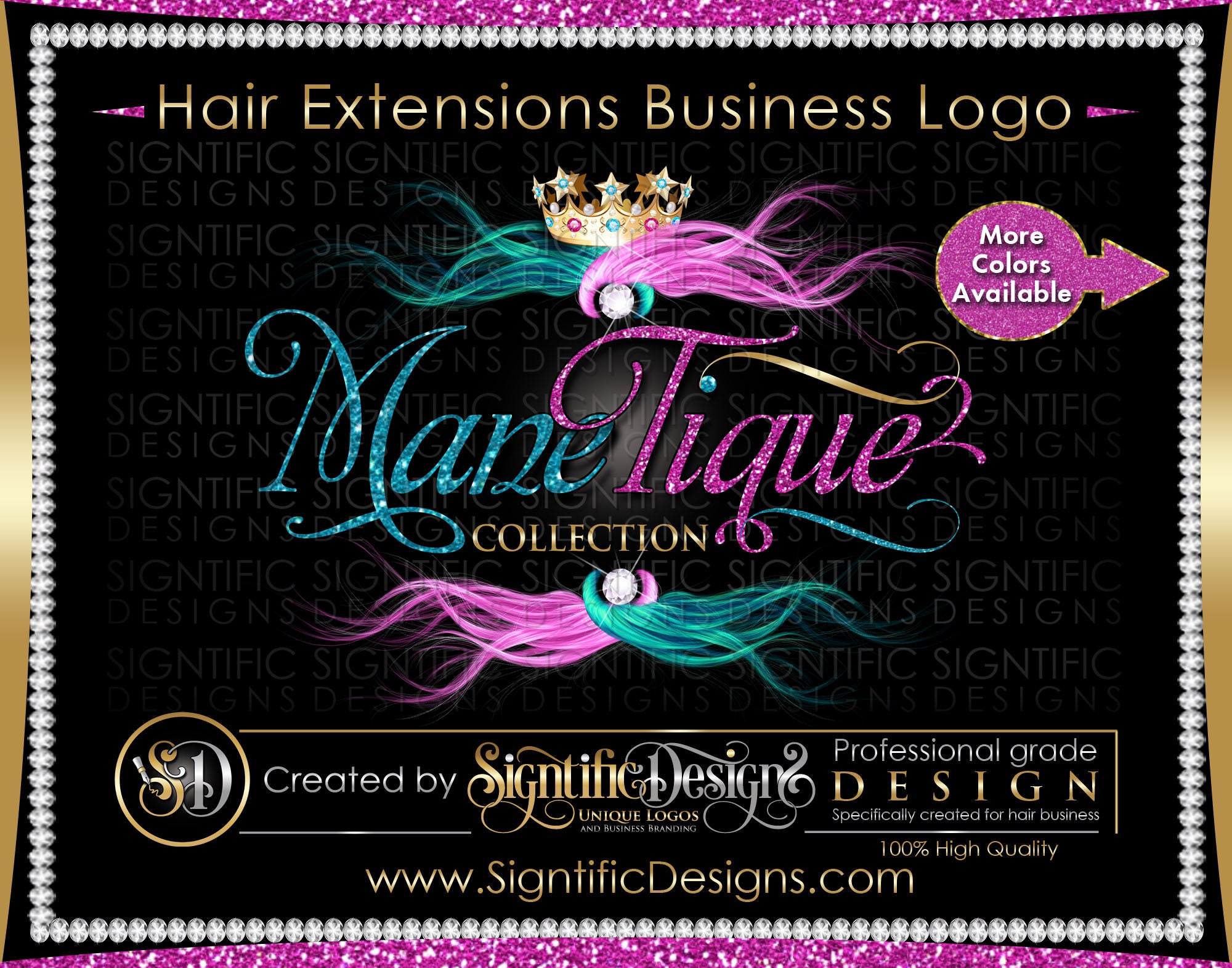 Hair Extensions Logo Hair Glitter Logo Hair Branding Bundle Logo