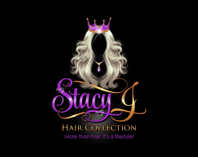 Hair Business Logo Personalized with Princess Theme Font, Crown, any Color Hair for Tags, Bundle Wraps and Social Media Posts, Perfect Gift