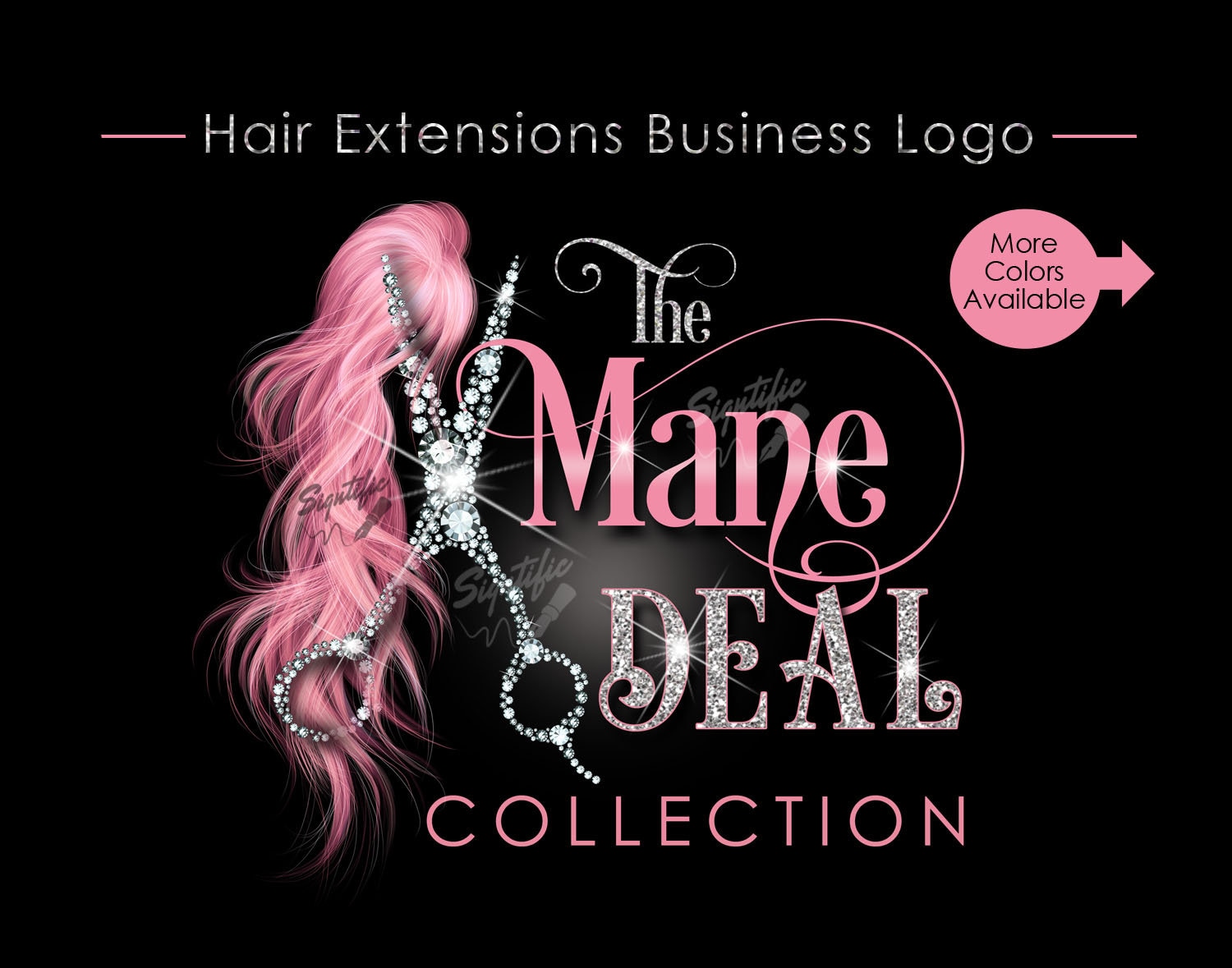 Hair Extensions Logo, Bling Scissors Logo, Hair Business ...
