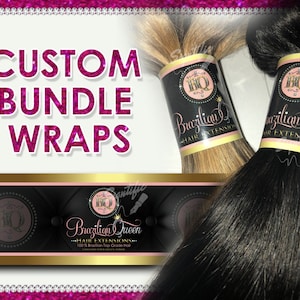 Custom self adhesive bundle wraps for hair extension business to wrap around hair bundles. Sticker bands for hair bundles with your own logo image 2