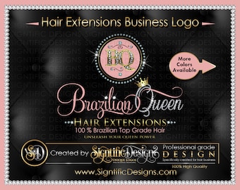 Custom Hair Extensions Logo, Diamond Bling Initials Logo, Diamond Name Logo, Bling Scissors Logo, Hair Logo, Hair Collection Logo, Name Logo