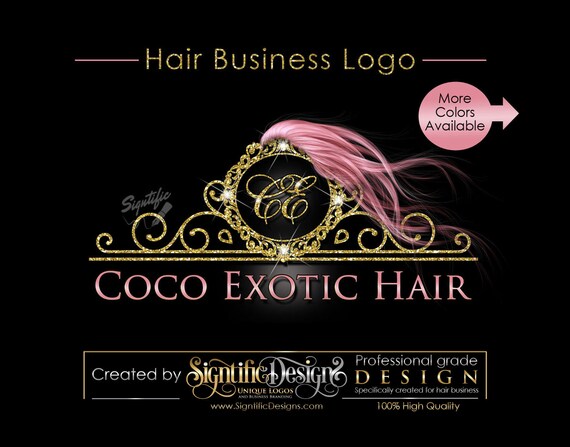 Haarverlangerungen Business Logo Rose Gold Haar Logo Glitter Bling Logo Benutzerdefinierte Strahnen Logo Haar Bundle Logo Haar Verpackung Logo