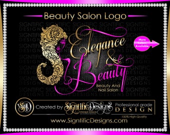 Gorgeous Hair Salon Logo with Lady Silhouette and Fancy Lettering – Perfect for Social Media & Business Cards, Hair Business Design Brand