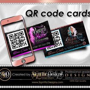 QR code Cards, Hair Packaging Card, Instagram Card, Website Cards, QR scanner Cards, Hair Extensions Card, Hair Business Card, Order Cards