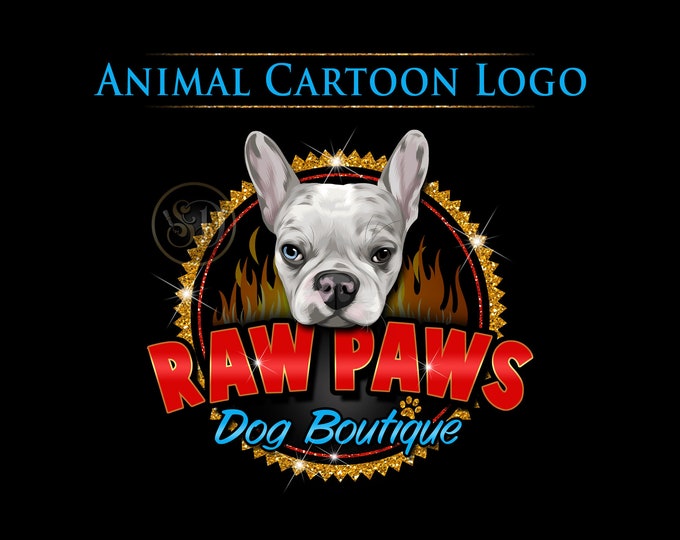 Pet Cartoon Logo, Pet Boutique Logo, Animal Logo, Animal Illustration, Small Business Logo, Dog Branding, Cat Logo, Kennel Logo, Puppy Logo