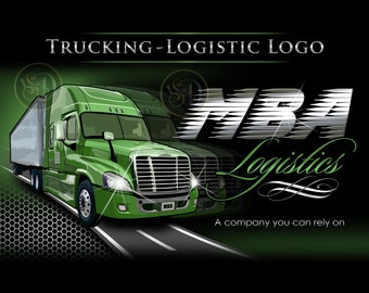 Logo ontwerp vrachtwagenbedrijf, transport, logistiek, aangepaste kleuren