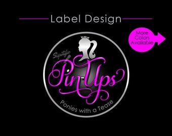 Custom product label, Logo Design with Silhouette, Silver and Hot Pink Business Branding, Box Label Design, Female Silhouette Round Logo