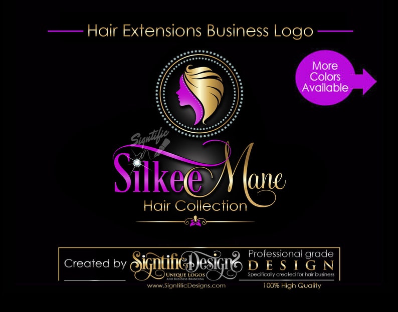 Hair Extension Logo Hair Business Logo Bling Logo Design Etsy