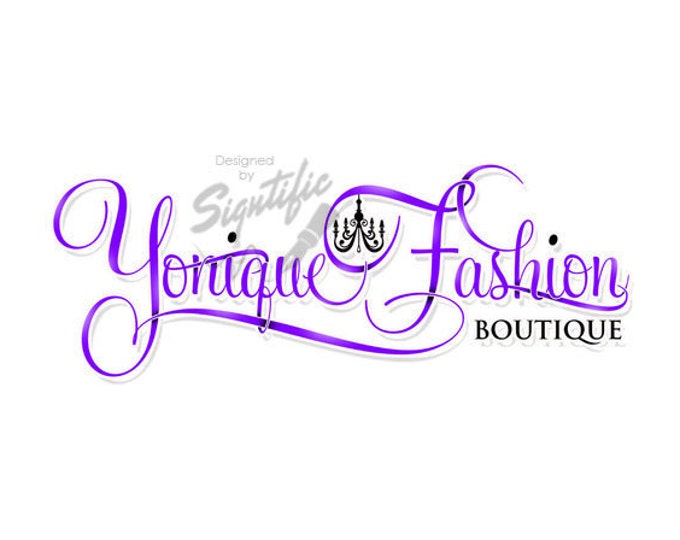 Fashion boutique logo - couture logo - custom logo with chandelier - pre-made logo - calligraphy logo - boutique logo - logo in any colors