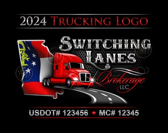 Customizable Georgia Trucking Business Professional Logo Design with Your Company Name in Bold 3D Custom Colors Lettering, Gift for Driver