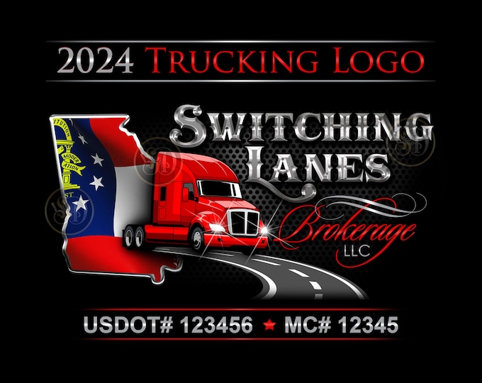 Customizable Georgia Trucking Business Professional Logo Design with Your Company Name in Bold 3D Custom Colors Lettering, Gift for Driver