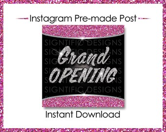 Instant Download, Grand Opening, Hair Extension Flyer, Instagram Post, Silver Pink Flyer , Online Flyer, Instagram Flyer, Glitter IG post