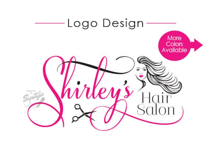 Hair Salon Logo Design, Custom Hair Salon Logo, Business Logo Design, Logo Design, Business Logo, Scissors Logo, Hair Silhouette Logo