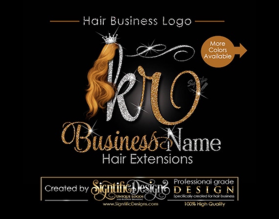 Hair Extensions Business Logo Glitter Logo Honey Gold Hair Logo Custom Strands Logo Hair Bundle Logo Crown Logo Hair Packaging Logo
