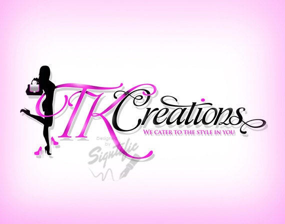 Classy Logo Design, Pink and Black Fashion Logo, High Resolution Logo,  Custom Clothing Line Logo, Hot Pink Logo With Fashion Clip Art Image 