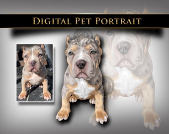 Custom Digital Pet Portrait, Pit bull Puppy Portrait, Dog Portrait, Dog illustration, Dog Digital Drawing, Dog Head Shot, Dog Cartoon Gift