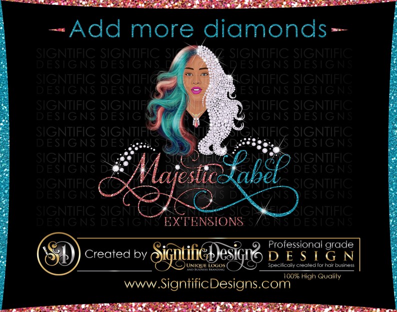 Download Multi Color Hair Extension Logo Diamond Hair Logo Design Etsy