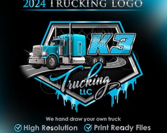 Custom Trucking Logo, Logo for Trucking and Logistic Company, Detailed Truck Door Logo, Hauling Logo with Options for Door Stickers, Cards