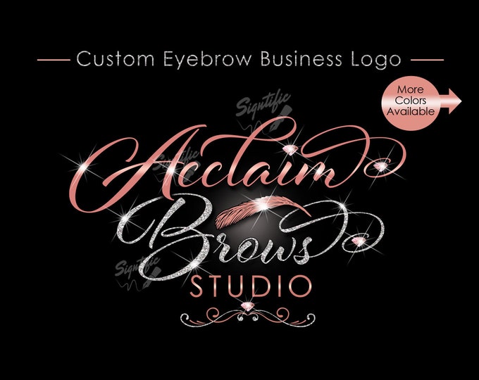 Eyebrow Business Logo, Eyebrow Logo, Eyebrow Branding, Glitter Logo, Bling Logo, Logo Revamp, Rose Gold Logo, Eyebrow Studio Logo