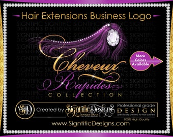 Elegant Glittery Hair Extension Brand Logo  - Colourful Hair Bundle with Bling Diamond for Hair Tags, Bundle Wraps and Social Media Posts