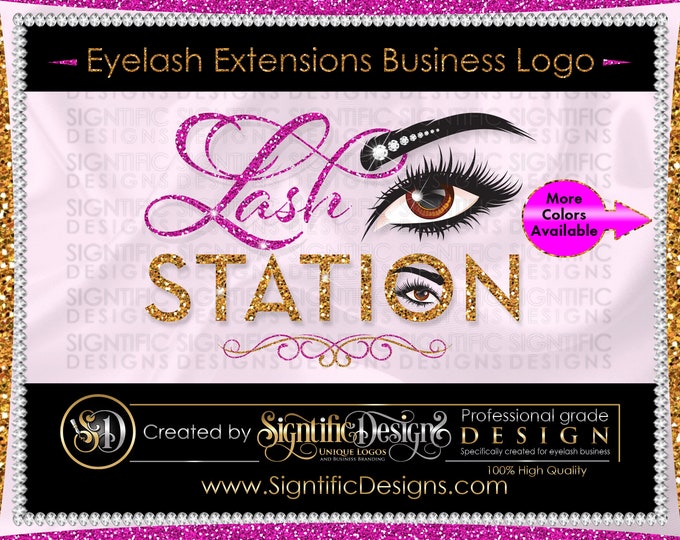 Eyelash Extensions Logo, Lash Logo, Eyelash Business Logo, Glitter logo, Shimmer Logo, Eyelash Branding, Bling Logo, Eye Lash Extension Logo