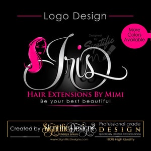 Hair Extension Logo, Virgin Hair Logo, Hair Business Logo, Hair Bundle Logo, Hair Tags Logo, Silhouette Logo, Business Logo, Branding Logo image 1