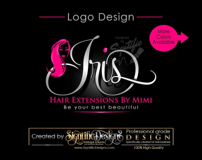 Hair Extension Logo, Virgin Hair Logo, Hair Business Logo, Hair Bundle Logo, Hair Tags Logo, Silhouette Logo, Business Logo, Branding Logo