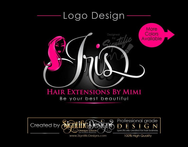 Hair Extension Logo, Virgin Hair Logo, Hair Business Logo, Hair Bundle Logo, Hair Tags Logo, Silhouette Logo, Business Logo, Branding Logo image 1