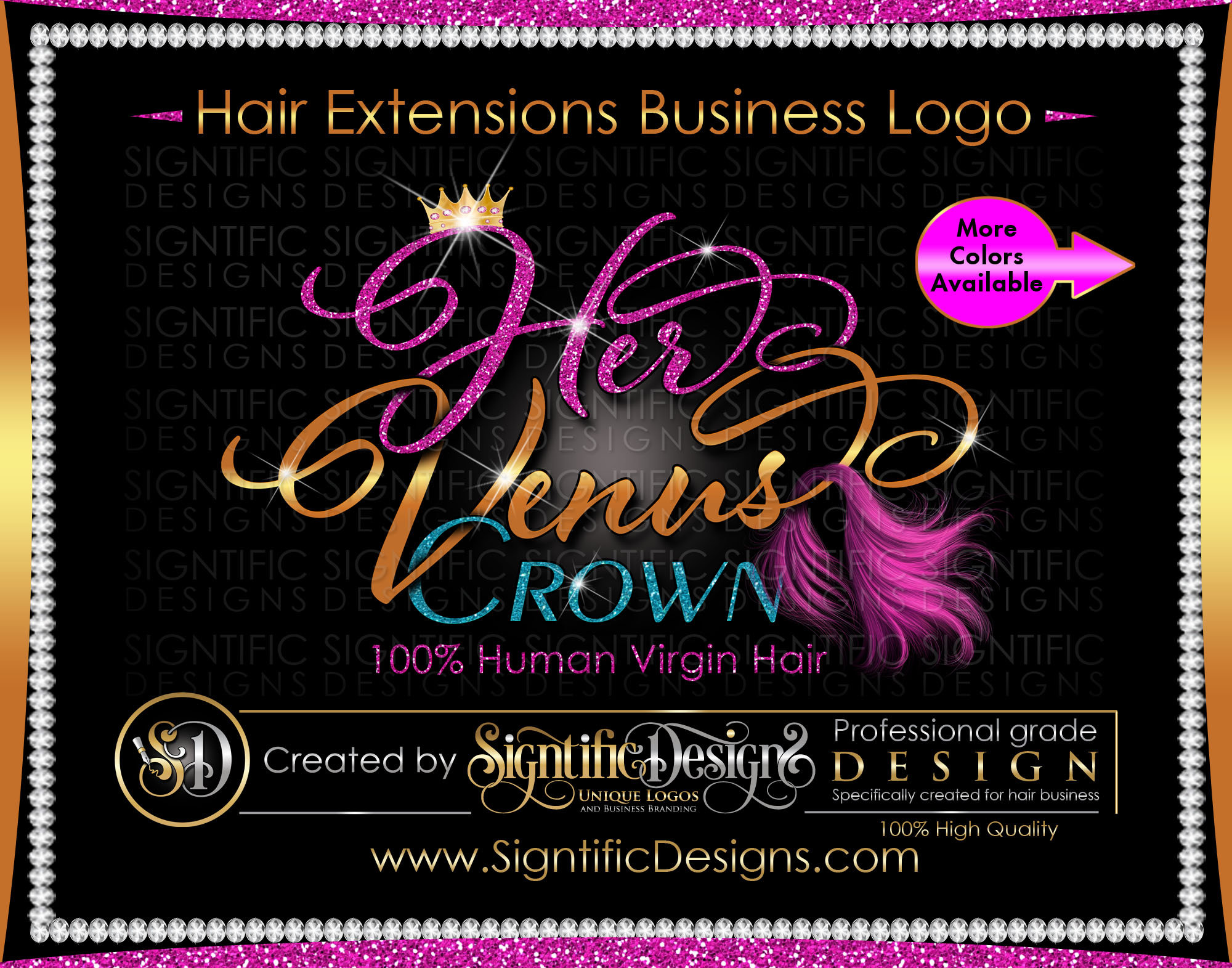 Hair Extension Logo Hair Business Logo Wig Logo Pink Hair Etsy