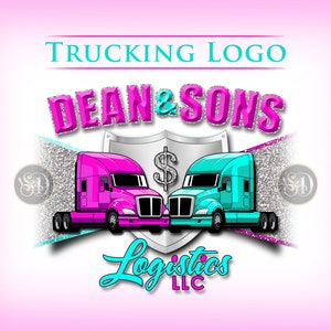 Female Trucking Logo, Trucking Company Logo, Transport Logo, Dispatching Logo, Logistics Logo Design, Truck Owner Logo, Pink Trucking Logo