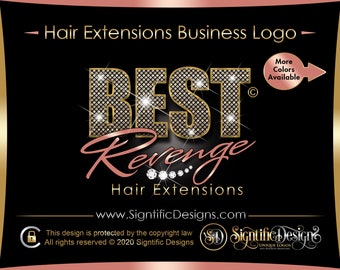 Glitter Bling Hair Logo, Hair Extension Logo, Hair Business Logo, Hair Branding, Diamond Bling Logo, Hair Bundle Logo, Logo Hair Business