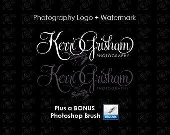 Photography logo, Watermark, Bonus photoshop brush, Photographer Name Signature, Logo for Photography, Photograph Watermark Logo Design