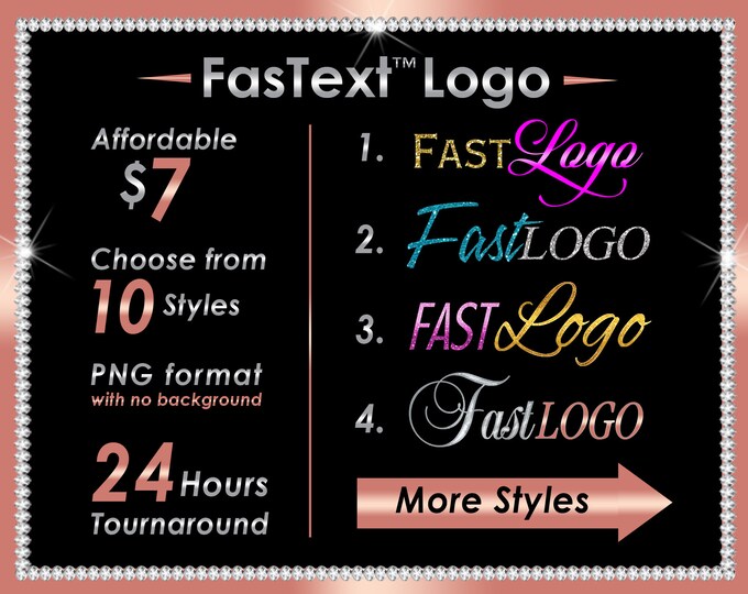 Fast Text Logo, Fast Hair Logo, Affordable Logo, Fast Logo, 24 Hour Logo, Hair Extensions Logo, Linear Logo, Glitter Logo, Shimmer Logo