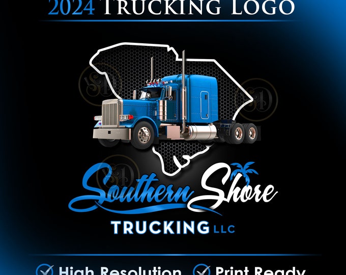 Customizable State Trucking Logo | South Carolina Trucking Logo | Transportation Brand Logo | Door Decal Stickers and Business Cards | Gift