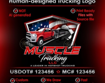 Personalized Hotshot Trucking Logo, American Flag Design