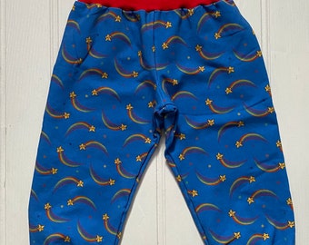 Shooting star harems, sizes newborn to ten years, baby shower gift, cloth bum friendly, 1st birthday outfit, comfy pants, made to order,