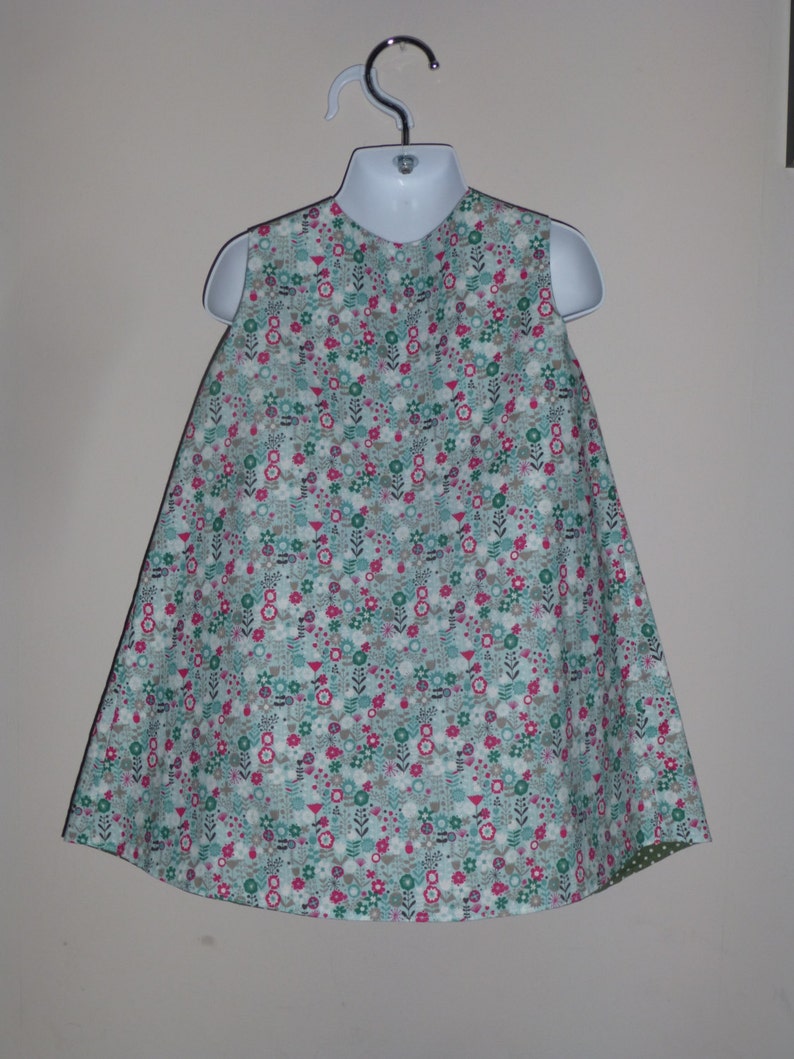 Reversible Pleated Dress Toddler Girls Dress 2 in 1 dress Green Floral Dress Party dress Size 3 Years Floral Girls Dress