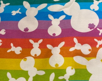 Rainbow rabbit dress, summer play dress, toddler dress, sun dress, a line dress, baby shower gift, 1st birthday present,