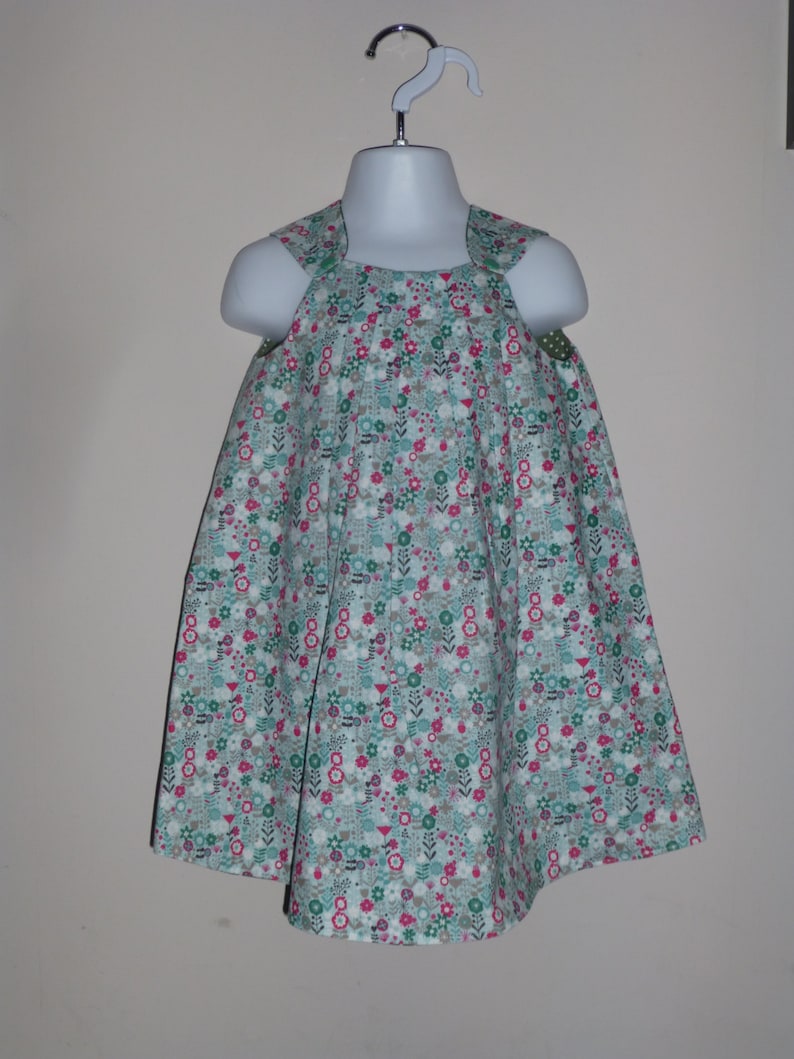 Reversible Pleated Dress Toddler Girls Dress 2 in 1 dress Green Floral Dress Party dress Size 3 Years Floral Girls Dress