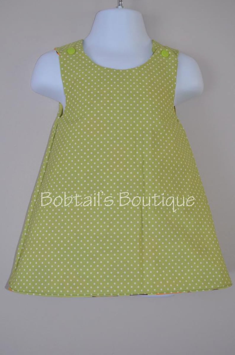 All Seasons Dress Toddler Girl/'s Dress Green Turtle Pinafore Dress Reversible A Line Dress Party dress Size 6 months