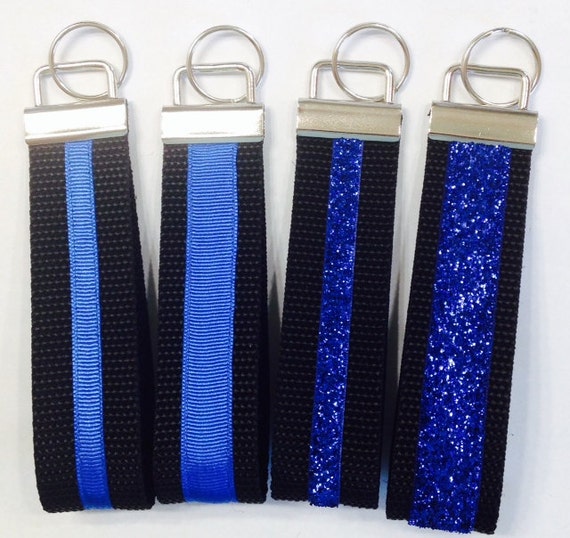 Back the Blue/Thin Blue Line Glitzy Key Fob,Police Officers/First Responders Key Fob/Lanyard, Dog Collar;Law Enforcement/Police Lives Matter