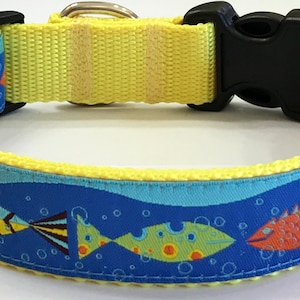 Zecca Bright Fishes Jacquard Adjustable Dog Collar Girl/boy - Etsy