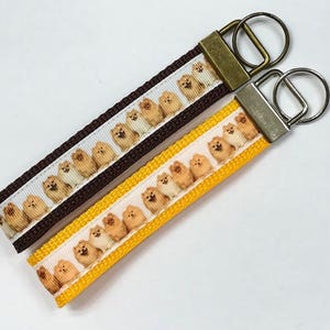 Dogs Pomeranian Ribbon Wristlet KeyFob/Lanyard/Dog Collar, Luggage/Backpack Tag, Teacher Badge/Whistle Holder, Souvenir, Vet Lanyard/Gift
