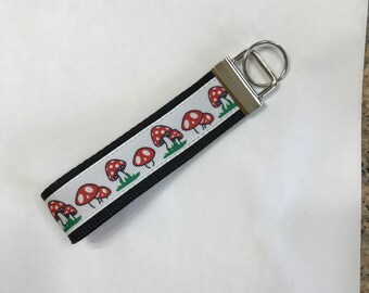 Mushrooms Wristlet KeyFob/Lanyard/Dog Collar/Bracelet, Luggage/Backpack Tag, Teacher/Nature Badge/Whistle Holder, Souvenir, Sewing Lanyard