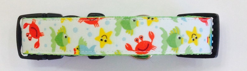 Ocean Crabs and Fishes Ribbon Designer Dog Collar,marine Critters ...