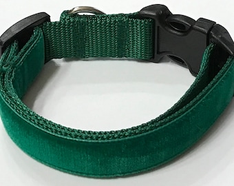 Velvet Emerald Green Ribbon Designer Adjustable Dog Collar,Puppy/Adult/Pet Collars, Pet Supplies/Accessories, Dog Gift, Veterinary Supply