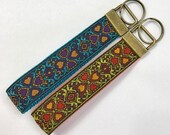 Gorgeous Jacquard Hearts Designer Wristlet Key Fob Lanyard Pulls Dog Collars Beautiful Jacquard Hearts Ribbon,Luggage Backpack Tags