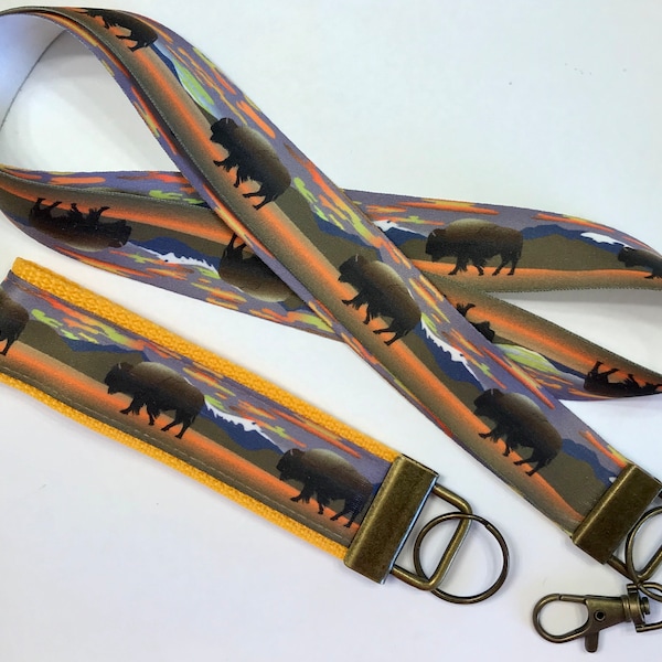 Bison/Buffalo/Yellowstone/Grand Tetons/Forest/Camping Wristlet KeyFob/Lanyard,Luggage/Backpack Tag,Wildlife/Nature Badge/Whistle,Souvenir