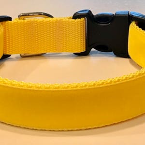 Velvet Dog Collar: Bright Yellow Ribbon/Adjustable ,Puppy/Adult/Pet Collars, Pet Supplies/Accessories, Dog Gift, Veterinary Supply